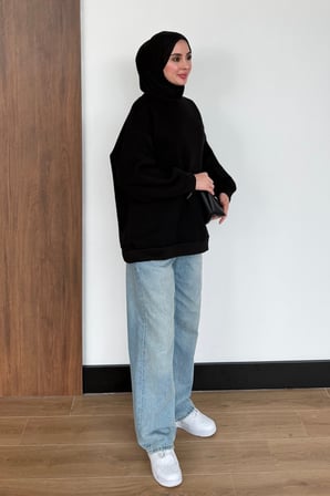 Balenbi Kadın 3 İplik Şardonlu Bisiklet Yaka Basic Tesettür Sweatshirt 397
