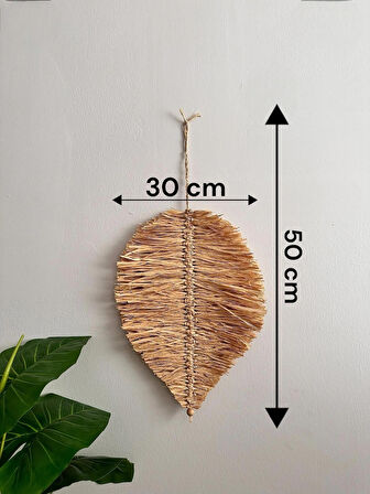 DEKORATİF TEKLİ DOĞAL RAFYA YAPRAK DUVAR SÜSÜ