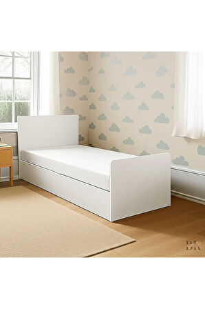 Beyaz Minimalist Tek Kişilik Karyola