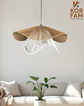 BREEZE MODELİ - HASIR EL YAPIMI BOHEM ASİMETRİK ŞEKİLLİ RUSTİK AVİZE
