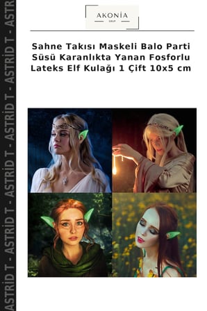 Sahne Takısı Maskeli Balo Parti Süsü Karanlıkta Yanan Fosforlu Lateks Elf Kulağı 1 Çift 10x5 cm
