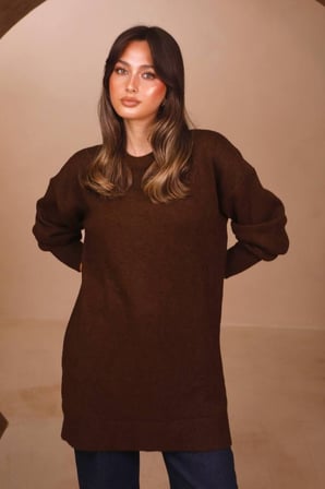 Balenbi Kadın Bisiklet Yaka Salaş Kesim Basic Yumoş Triko Tunik 8553 - Premium Seri