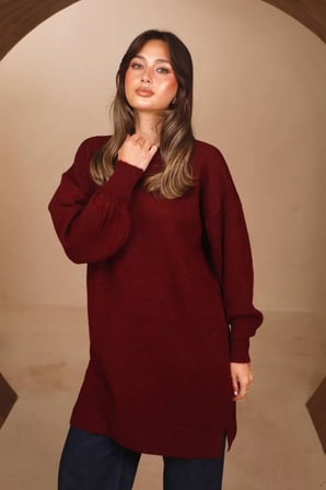 Balenbi Kadın Bisiklet Yaka Salaş Kesim Basic Yumoş Triko Tunik 8553 - Premium Seri