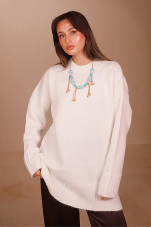Balenbi Kadın Bisiklet Yaka Salaş Kesim Basic Yumoş Triko Tunik 8560 - Premium Seri