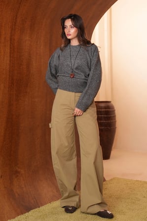 Balenbi Kadın Bisiklet Yaka Salaş Kesim Basic Jazz İplik Triko Tunik 8619 - Premium Seri