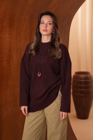 Balenbi Kadın Bisiklet Yaka Salaş Kesim Basic Jazz İplik Triko Tunik 8619 - Premium Seri