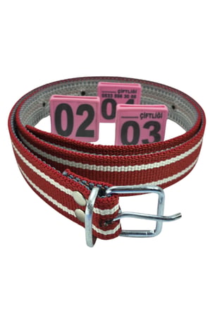 90 Adet Pembe Renk Büyükbaş Hayvan Boyunluk Kemer Ve Numaratör Takımı (KEMER+NUMARA)