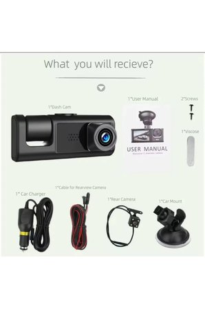 3 Kanal Araba DVR HD 1080P 3 Lensli Araç İçi KameraÜç Yönlü Kamera DVR araç kamera