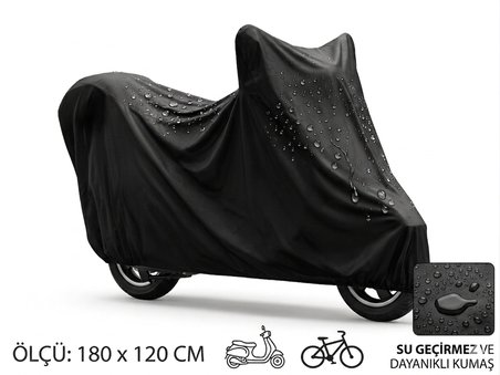 Su ve Toz Geçirmez Motosiklet ve Scooter Koruma Brandası 180x120 cm