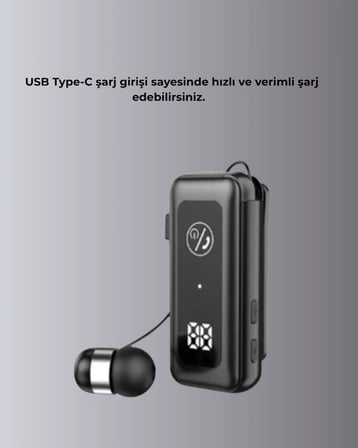 Dijital Ekranlı ve Hızlı Şarjlı Bluetooth 5.2 Makaralı Kulaklık