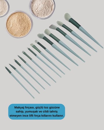 umuşak Kıllı Estetik Tasarımlı 13'lü Makyaj Fırçası Seti Günlük ve Profesyonel Kullanım