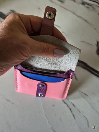 Gogo Kadın Kartlık Pasaportluk Hakiki Deri El Yapımı Pembe Mor