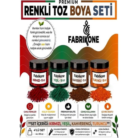 Toz Mum Boyası Seti 10 cc 4’lü – Soya & Parafin Wax Için – Kırmızı, Yeşil, Kahverengi, Turuncu BKFAB4KYKHT10G