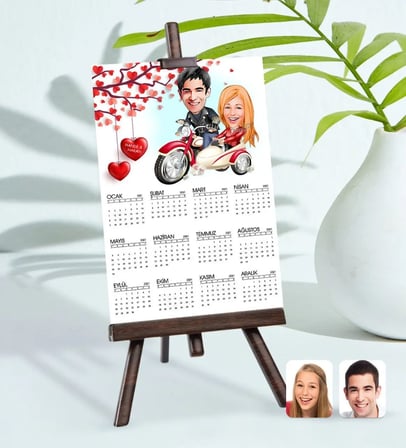 BK Gift Kişiye Özel 15x21 cm Fotoğraf Kartlı Sevgililer Karikatürlü Şövaleli 2023 Takvim -12