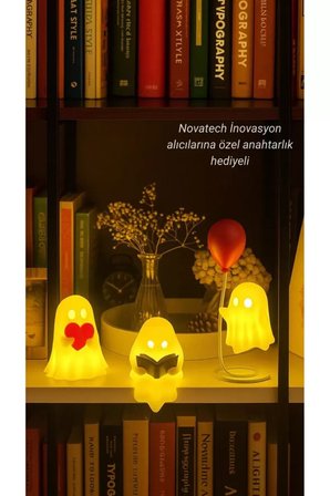 Hayalet Figür Seti Kalpli, Kitap Okuyan ve Balonlu Modeller Ev Dekorasyonu Hediye Alternatifi Dekor