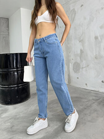 Kadın Esnek/LikralıYüksek Bel Mom Jeans