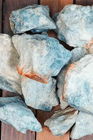 Sertifikalı Ham Işlenmemiş Doğal Akuamarin Taşı Kütle (4-5 Cm)