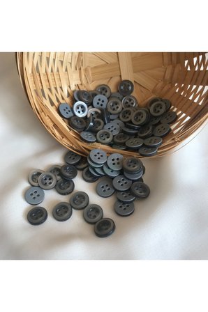 18 Boy Gri Tombul Düğme - Gömlek Düğmesi ( 50 Adet )