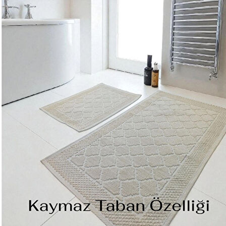 Banyo Pamuk Paspas Seti, Kaymaz Taban, Şık Ve Dayanıklı 60x100 / 60x50 Ölçülerinde