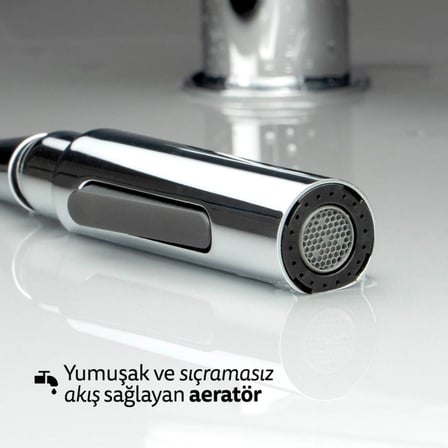 Deante MOMI D73N Mutfak Armatürü, U Tipi, Spiralli Başlık, Titanyum Renk