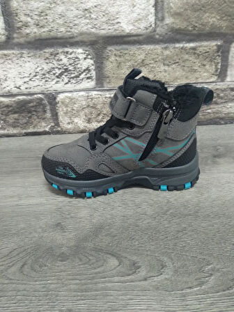 Rahat  İçi Kürklü Ortopedik Taban Outdoor Spor Cırtlı  Fermuarlı Çocuk  Botu