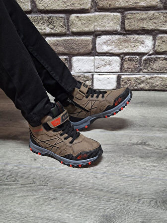 Rahat  İçi Kürklü Ortopedik Taban Outdoor Spor Cırtlı  Fermuarlı Çocuk  Botu