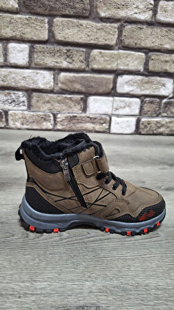 Rahat  İçi Kürklü Ortopedik Taban Outdoor Spor Cırtlı  Fermuarlı Çocuk  Botu