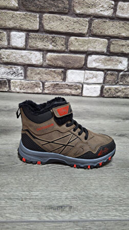 Rahat  İçi Kürklü Ortopedik Taban Outdoor Spor Cırtlı  Fermuarlı Çocuk  Botu