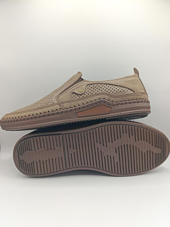  İçi Dışı Hakiki Deri Taban Jelli  Erkek Yazlık Rahat Günlük Hafif Çarık Ayakkabı 