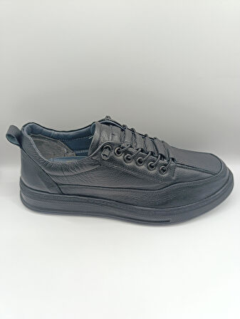 İçi Dışı Hakiki Deri Topuk Jelli  Lastikli Bağcıklı Erkek Rahat Günlük Hafif Ayakkabı 