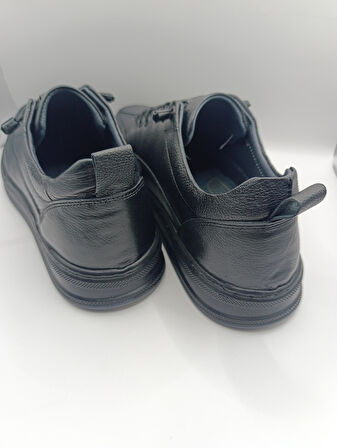 İçi Dışı Hakiki Deri Topuk Jelli  Lastikli Bağcıklı Erkek Rahat Günlük Hafif Ayakkabı 