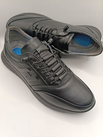 Hakiki Deri Topuk Jelli  Lastikli Bağcıklı Erkek Rahat Günlük Hafif Ayakkabı 