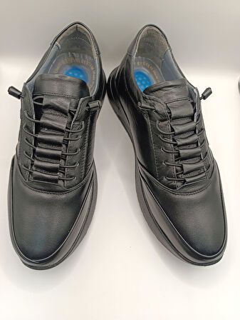 Hakiki Deri Topuk Jelli  Lastikli Bağcıklı Erkek Rahat Günlük Hafif Ayakkabı 