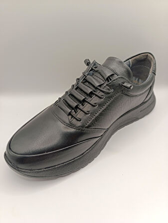 Hakiki Deri Topuk Jelli  Lastikli Bağcıklı Erkek Rahat Günlük Hafif Ayakkabı 