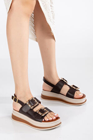 Günlük Kadın Sandalet Çift Tokalı Yumuşak Rahat Ortopedik