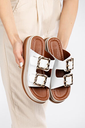 Günlük Kadın Terlik Çift Tokalı Yumuşak Rahat Ortopedik