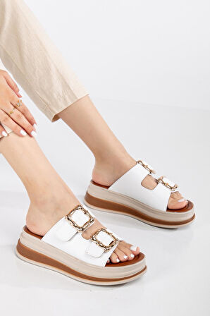 Günlük Kadın Terlik Çift Tokalı Yumuşak Rahat Ortopedik