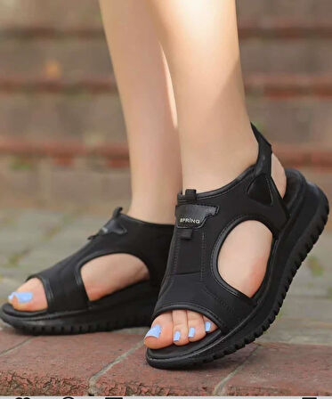 Paraşüt Kumaş Lastikli Kadın Sandalet