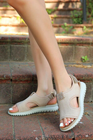 Günlük Kadın Triko Taşlı Sandalet Yumuşak Rahat Ortopedik