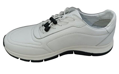 Hakiki Deri Lastikli Bağcıklı Çok Rahat ve Şık Eva Taban Günlük Sneaker Spor Ayakkabı