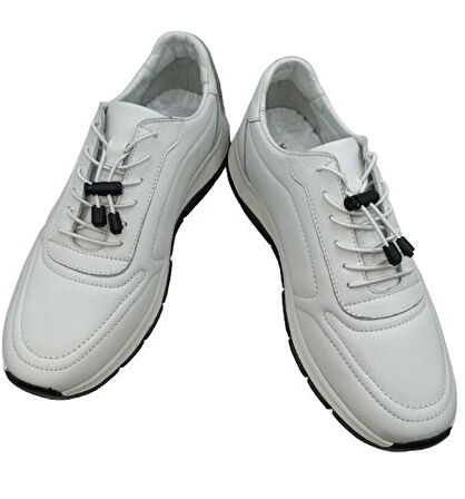 Hakiki Deri Lastikli Bağcıklı Çok Rahat ve Şık Eva Taban Günlük Sneaker Spor Ayakkabı