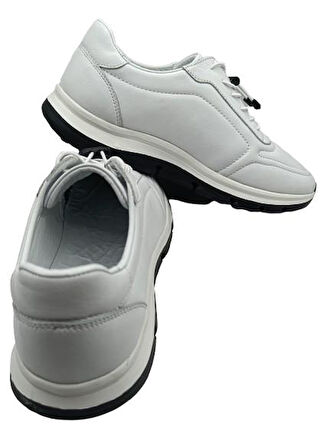 Hakiki Deri Lastikli Bağcıklı Çok Rahat ve Şık Eva Taban Günlük Sneaker Spor Ayakkabı