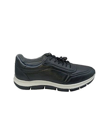 Hakiki Deri Lastikli Bağcıklı Çok Rahat ve Şık Eva Taban Günlük Sneaker Spor Ayakkabı