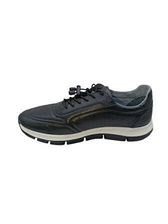 Hakiki Deri Lastikli Bağcıklı Çok Rahat ve Şık Eva Taban Günlük Sneaker Spor Ayakkabı