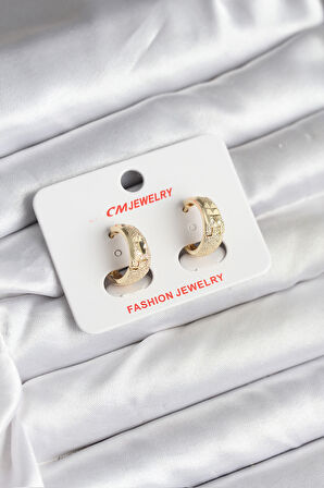 14K Gold Renk Kaplama Lazer Halka CM Kadın Küpe