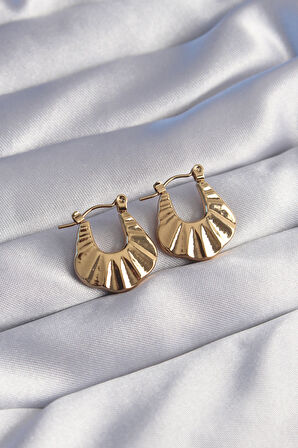 316L Çelik Gold Renk Kabartmalı Görünüm Küpe alithestereo
