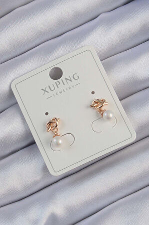 Xuping Rose Renk İnci Taşlı Düğüm Küpe alithestereo