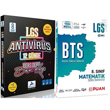 Puan Yayınları LGS Matematik BTS Soru ve Paraf LGS Antivirüs Ders Ders Başarı Kampı 2 Kitap Set