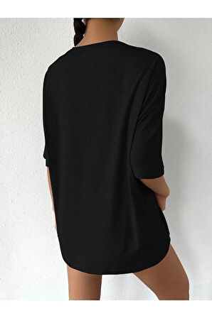 Unisex Tutulma Baskılı Oversize Boyfriend T-Shirt