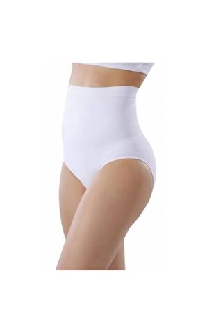 Kadın Beyaz Korseli Yüksek Bel Külot 1008